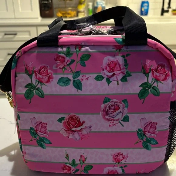 Betsey Johnson Pink Rose Lunch Bag - Picture 7 of 11